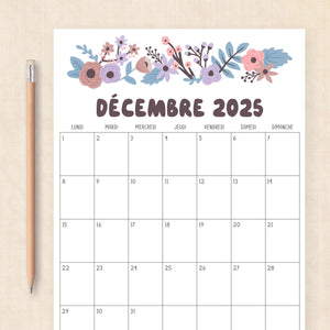 calendrier 2025 à imprimer