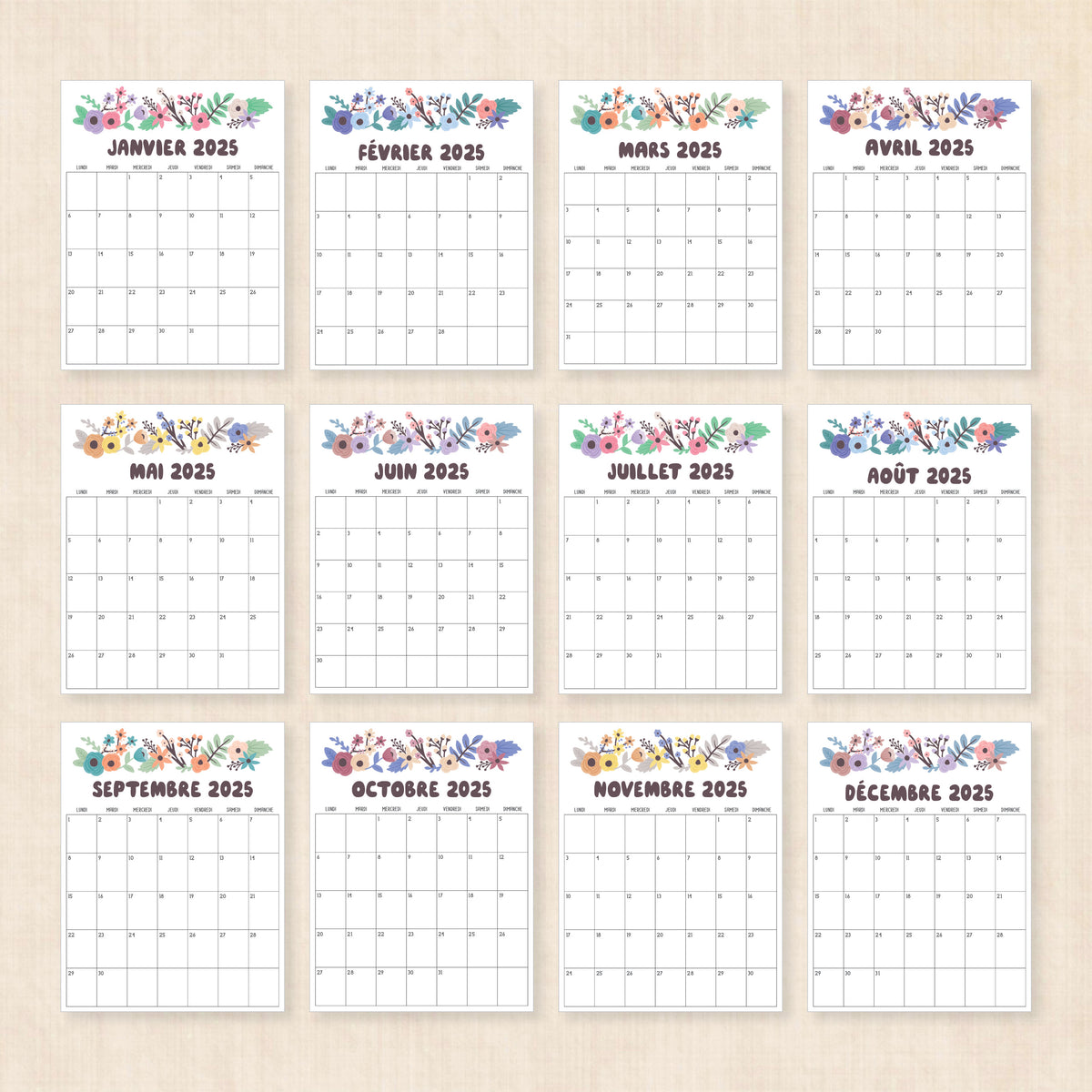 calendrier 2025 à imprimer