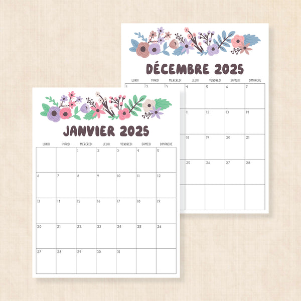 calendrier 2025 à imprimer