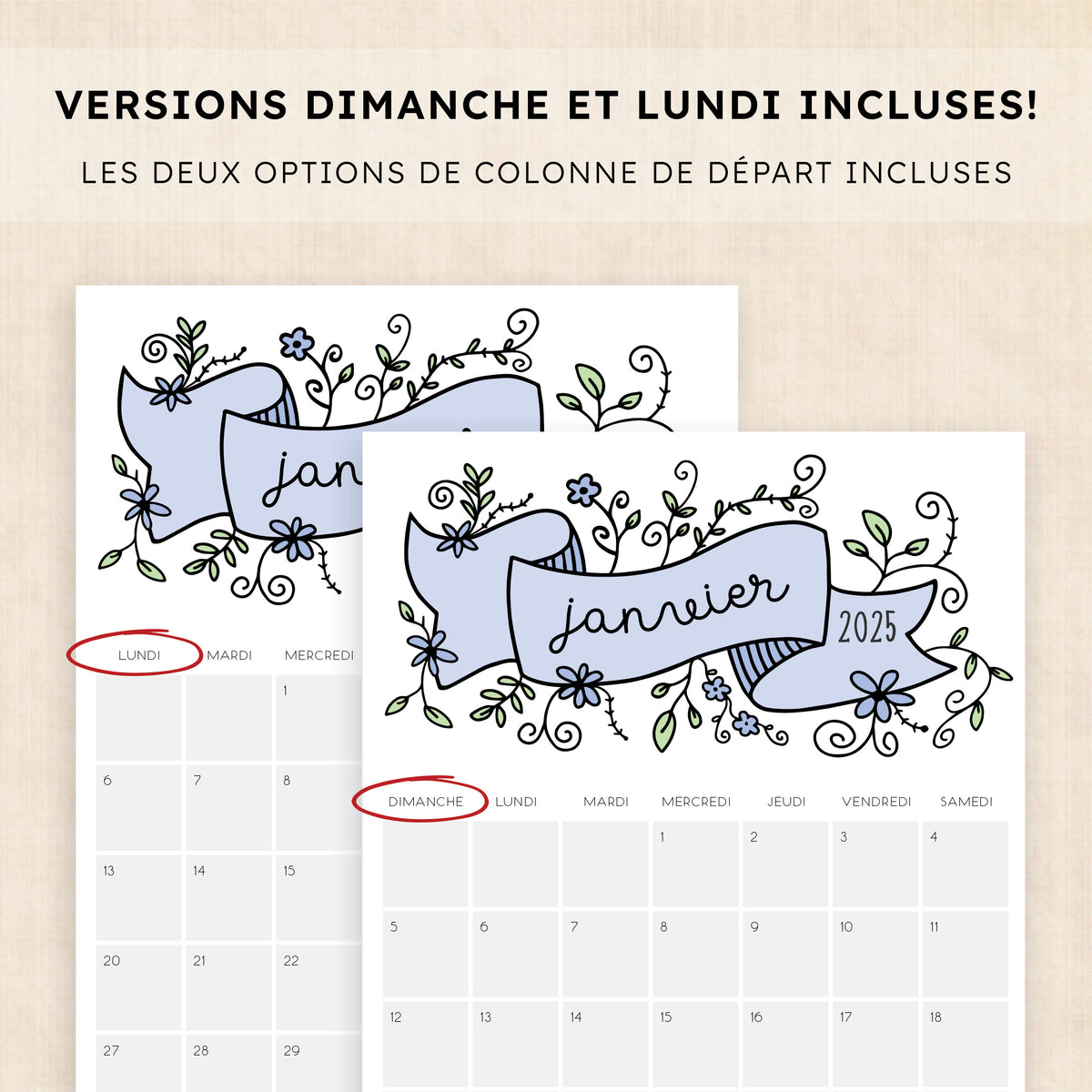 calendrier 2025 à imprimer
