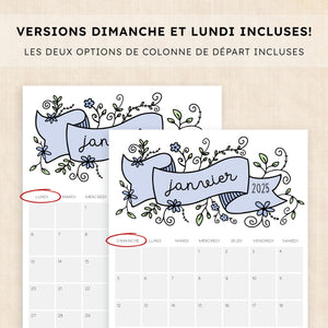 calendrier 2025 à imprimer