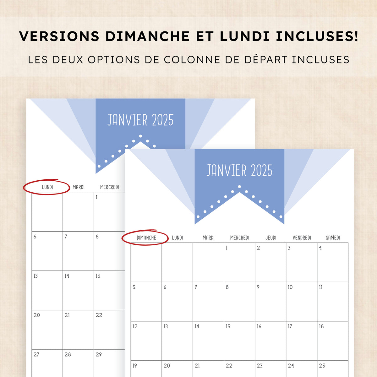 calendrier 2025 à imprimer