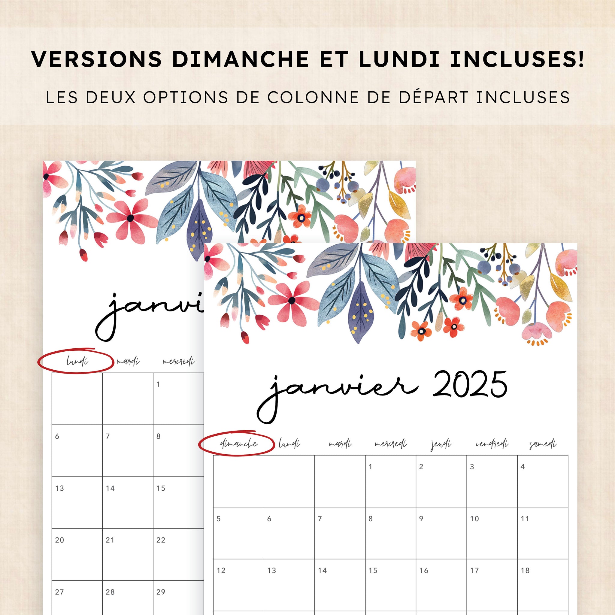 calendrier 2025 à imprimer