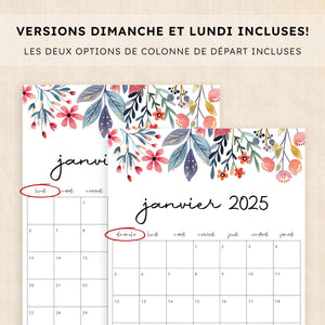 calendrier 2025 à imprimer