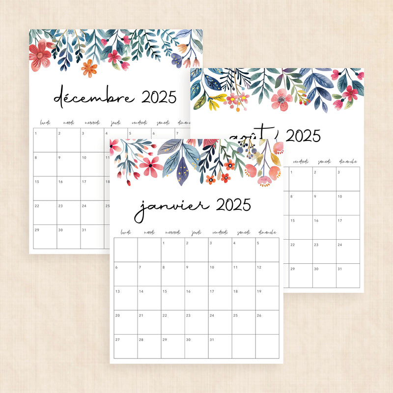 calendrier 2025 à imprimer