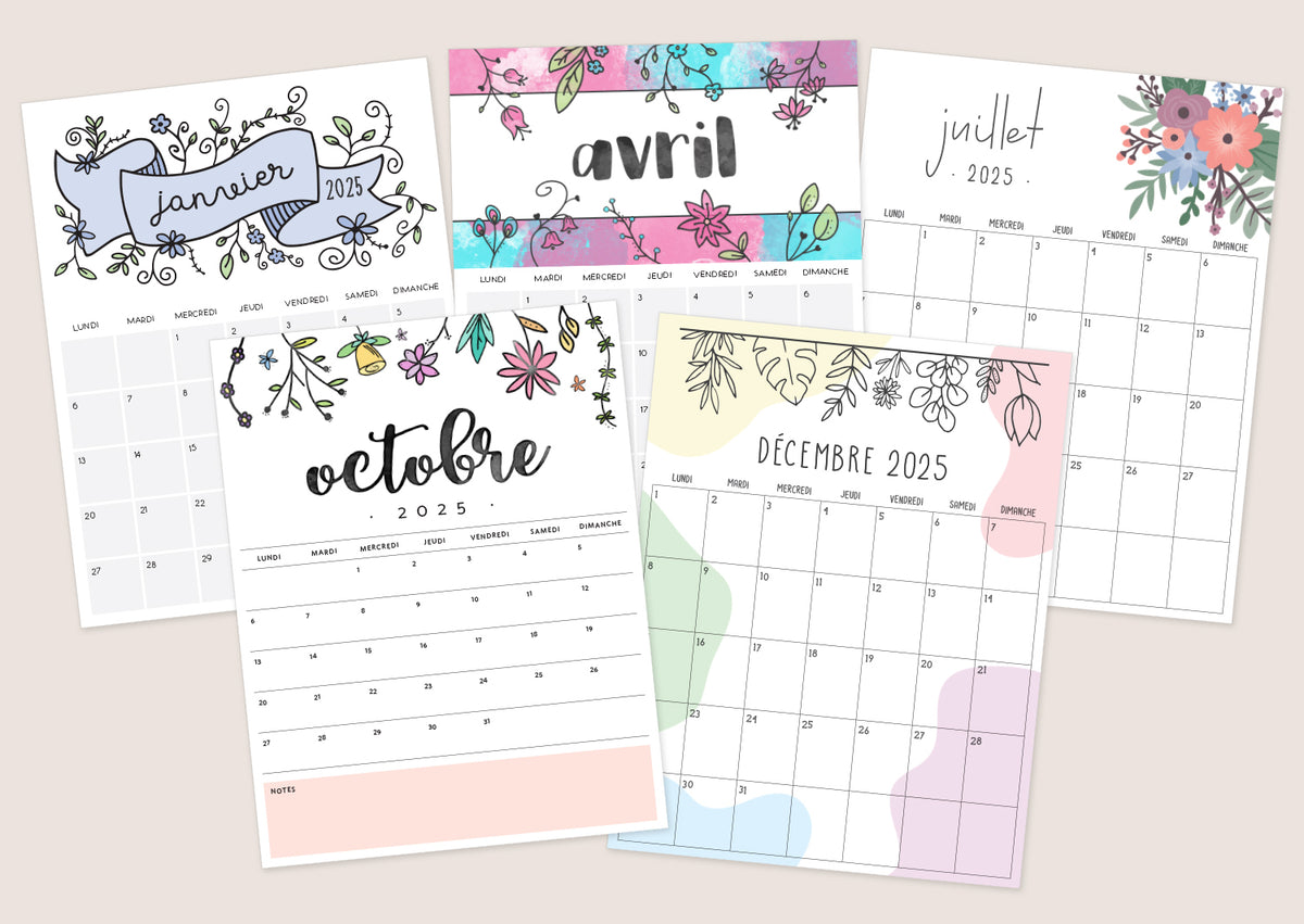 calendrier 2025 à imprimer
