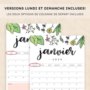 calendrier 2026 à imprimer