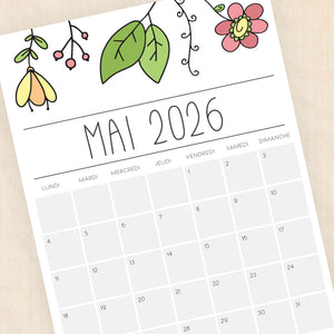 calendrier 2026 à imprimer