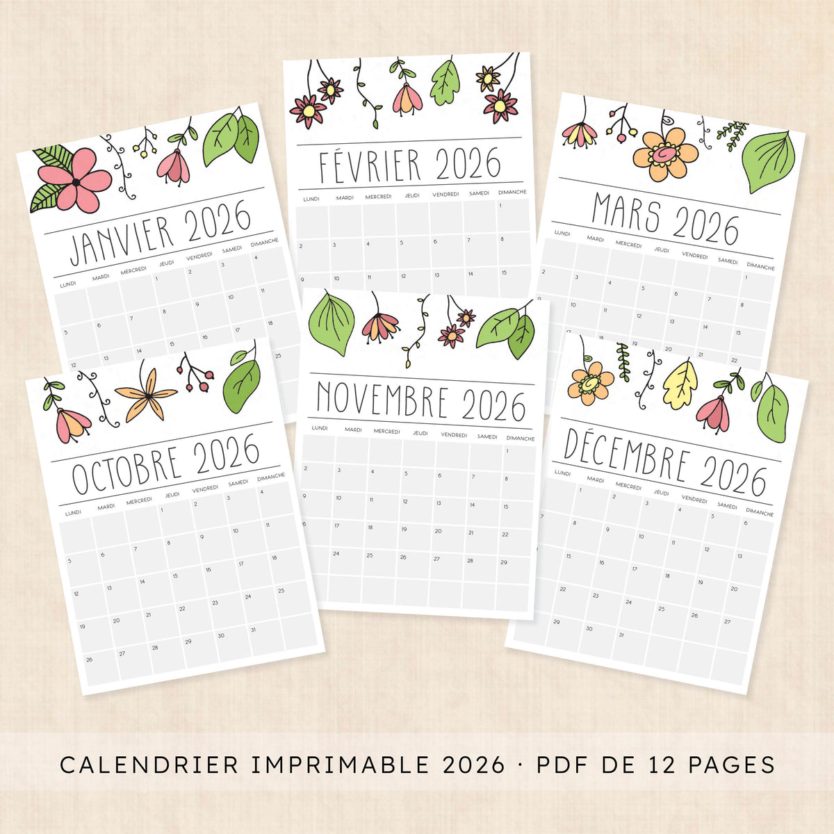 calendrier 2026 à imprimer