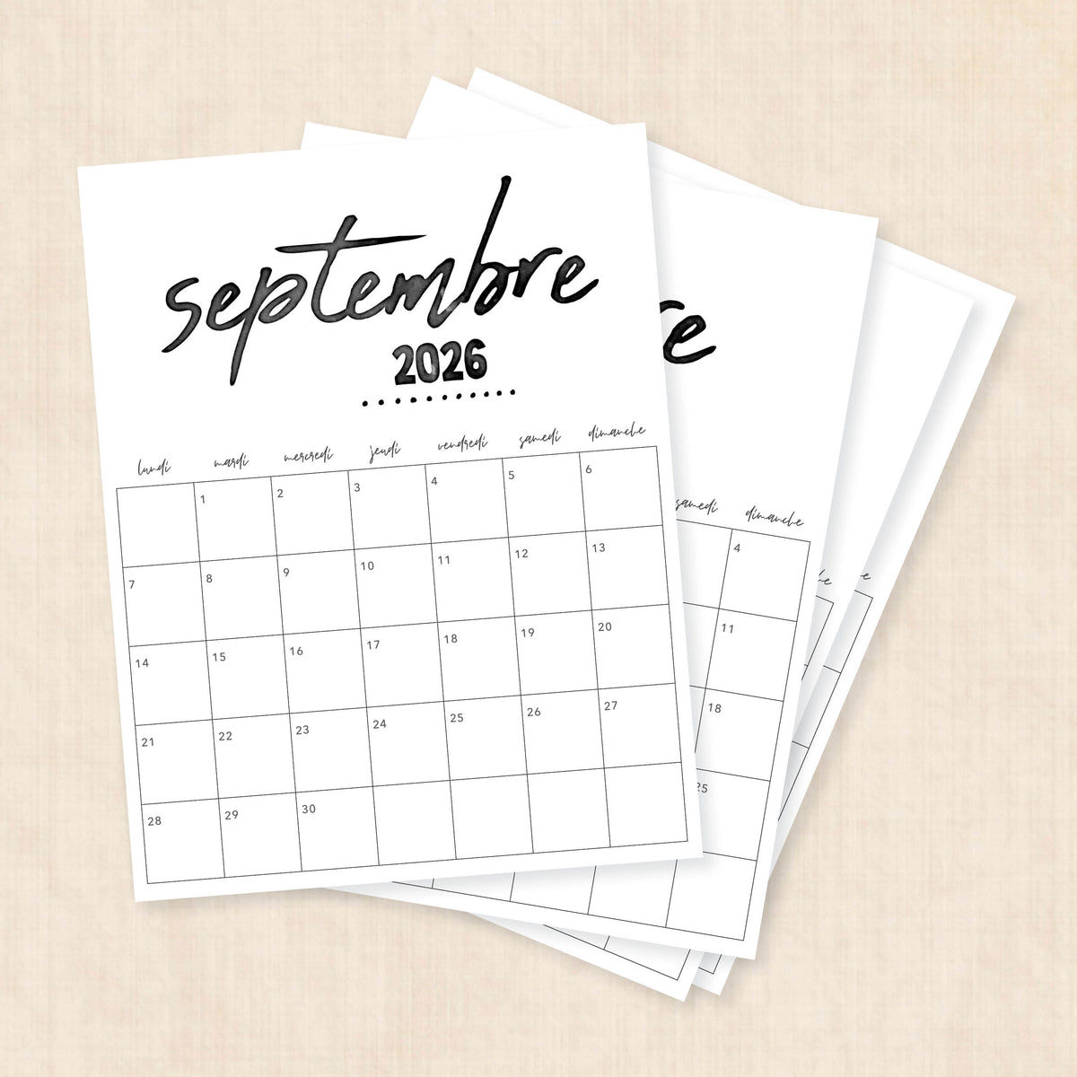 calendrier 2026 à imprimer