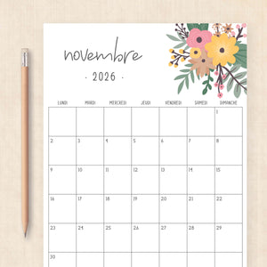 calendrier 2026 à imprimer
