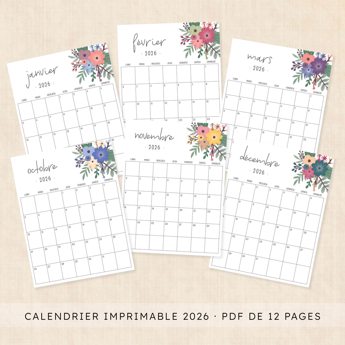 calendrier 2026 à imprimer