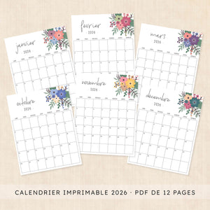 calendrier 2026 à imprimer