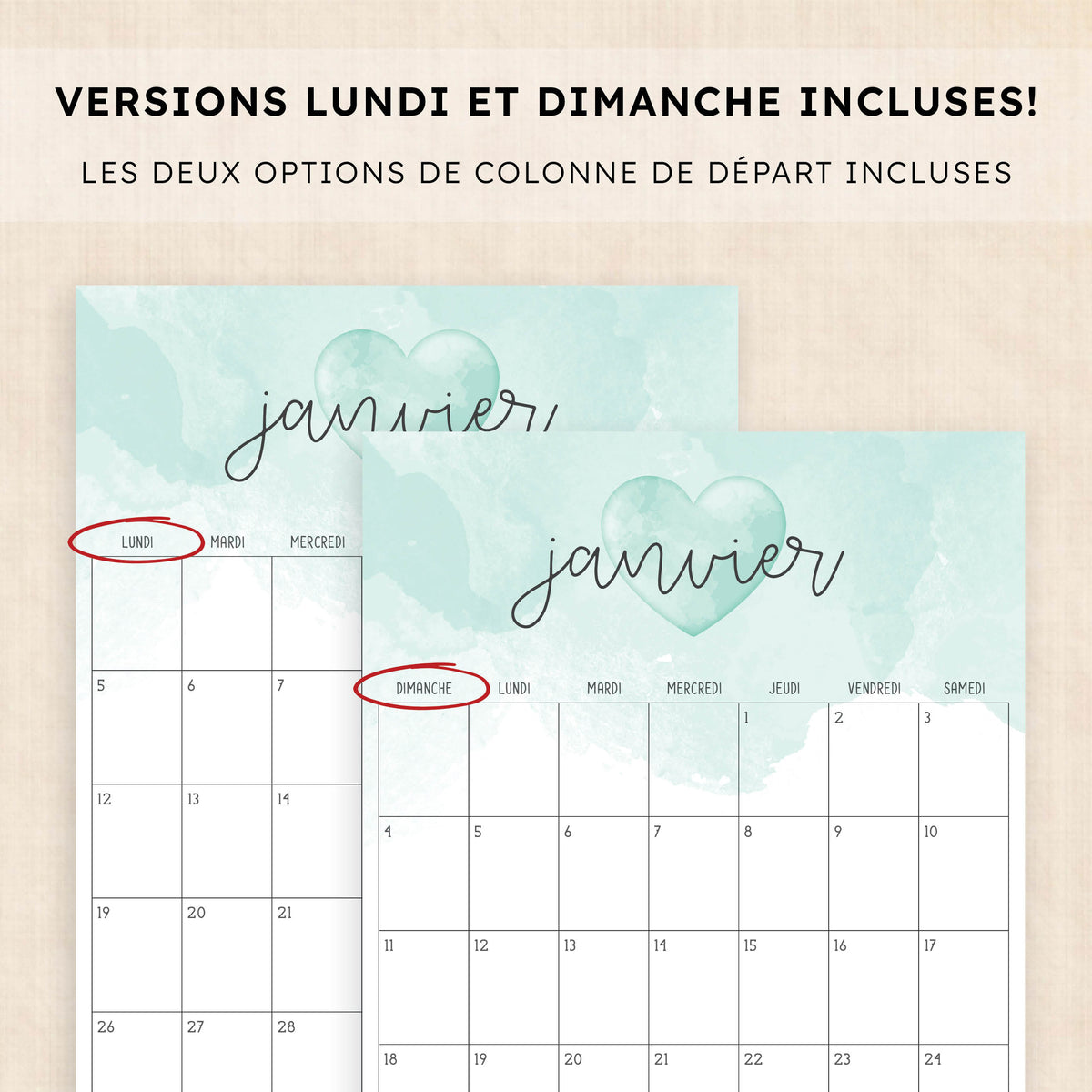 calendrier 2026 à imprimer