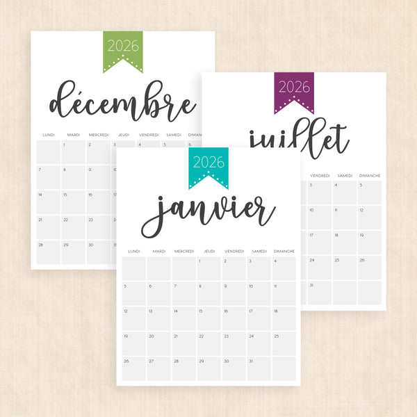 calendrier 2026 à imprimer
