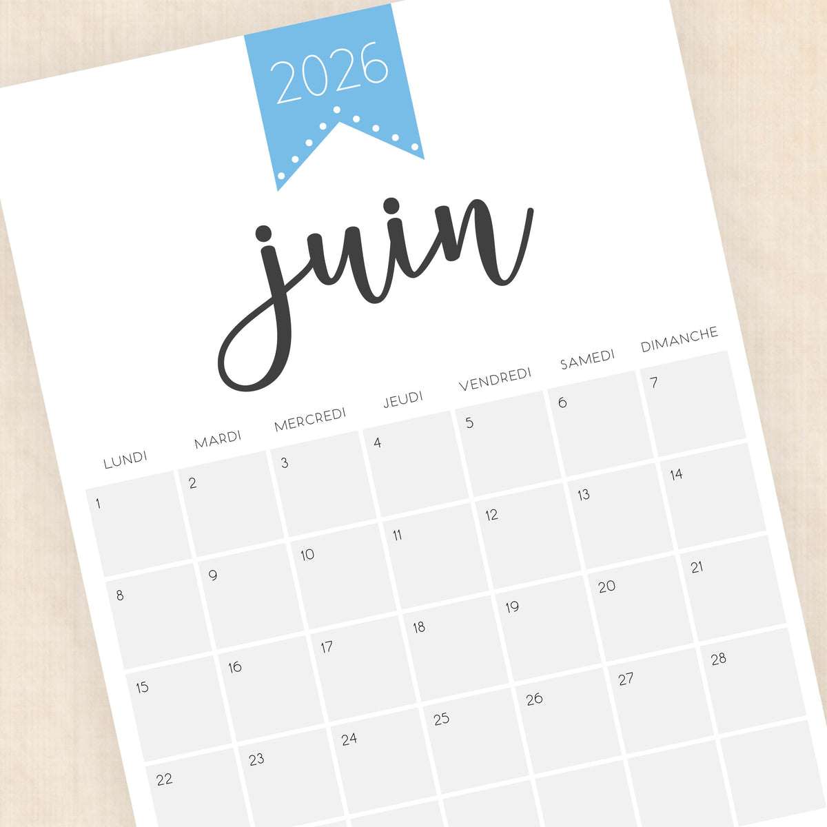 calendrier 2026 à imprimer