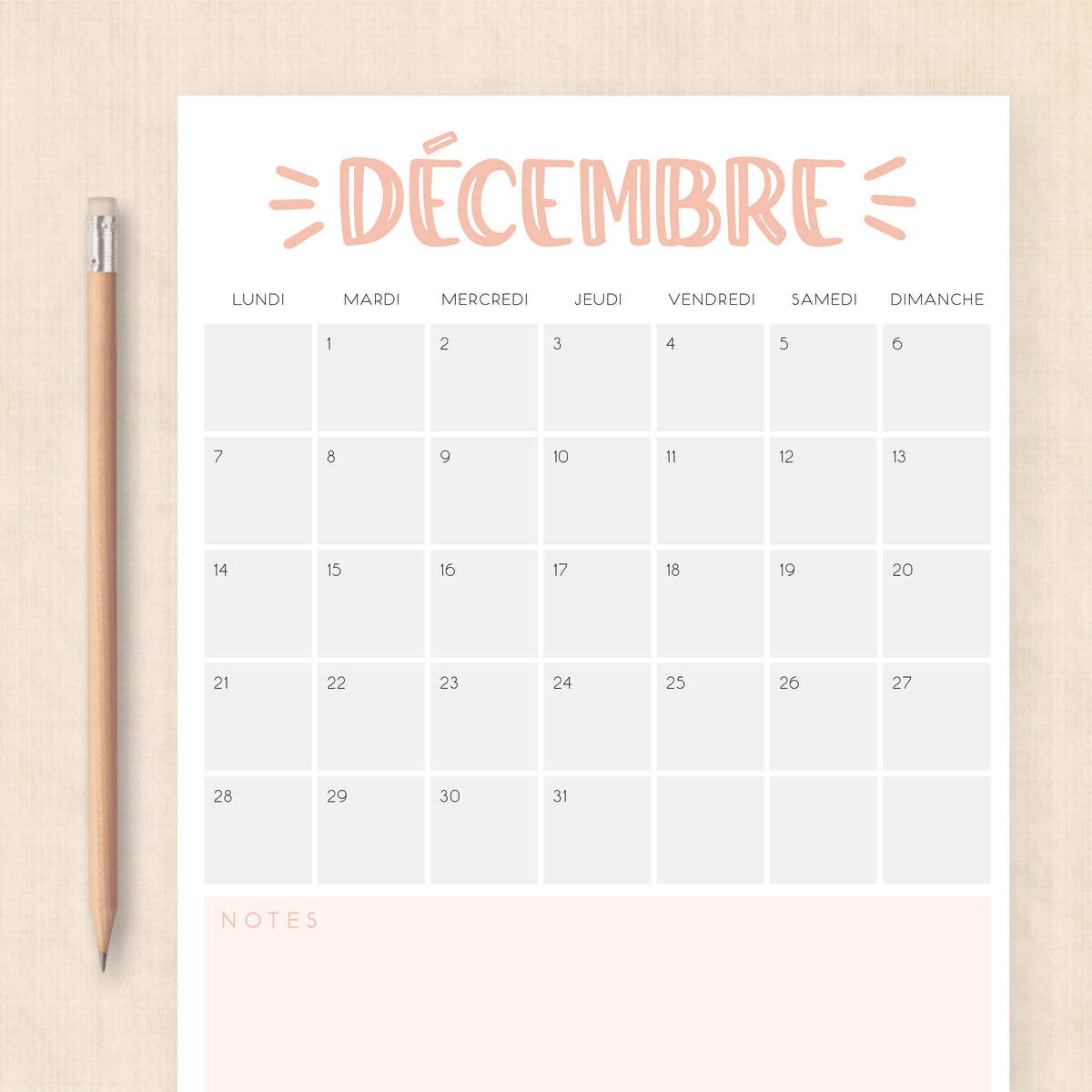 calendrier 2026 à imprimer