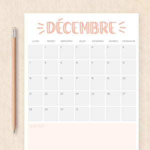 calendrier 2026 à imprimer