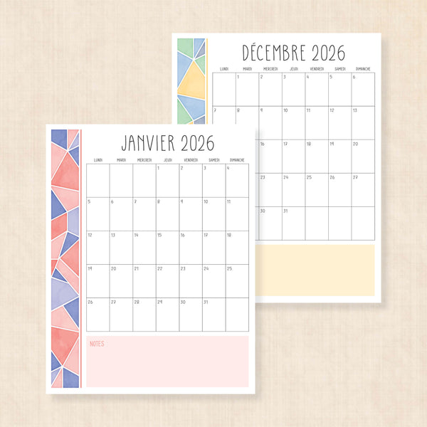 calendrier 2026 à imprimer