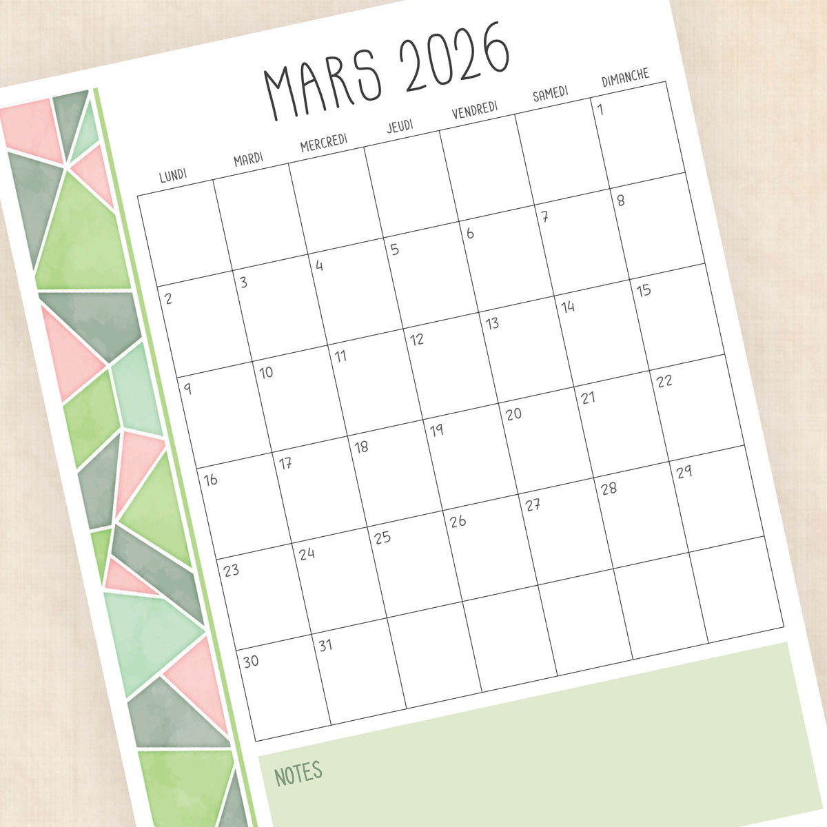 calendrier 2026 à imprimer
