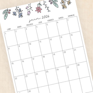 calendrier 2026 à imprimer