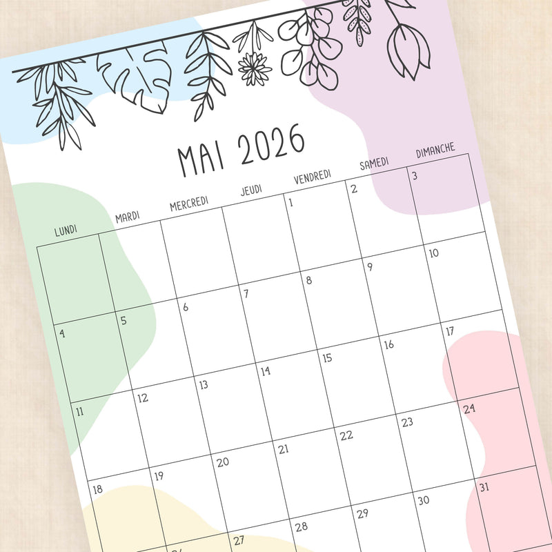 calendrier 2026 à imprimer