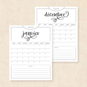 calendrier 2026 à imprimer