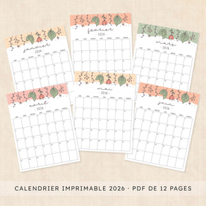 calendrier 2026 à imprimer