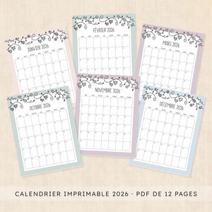 calendrier 2026 à imprimer