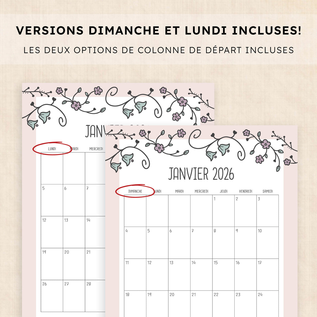 calendrier 2026 à imprimer