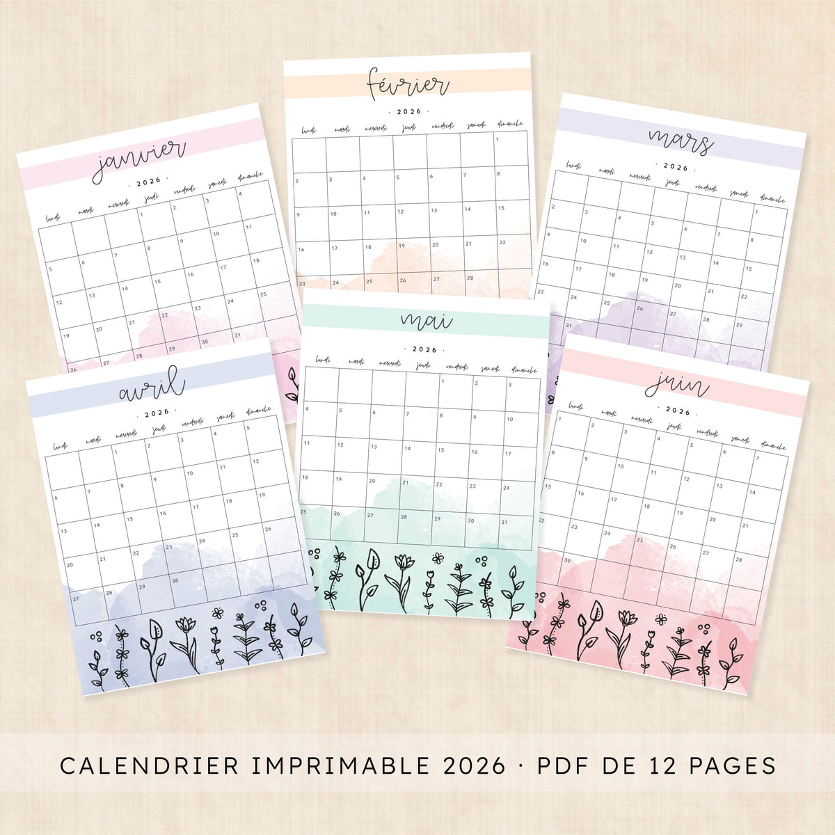 Calendrier 2026 à imprimer