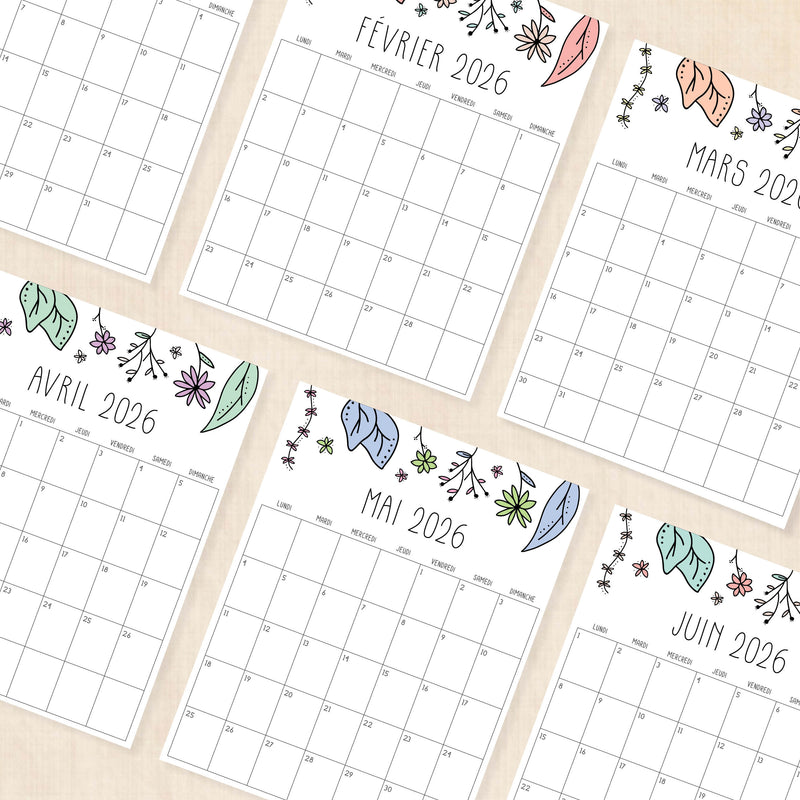 calendrier 2026 à imprimer