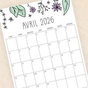calendrier 2026 à imprimer