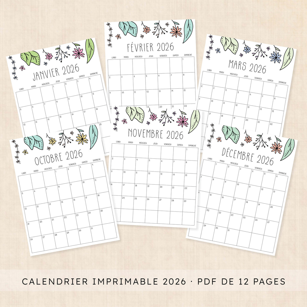 calendrier 2026 à imprimer