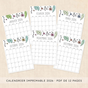 calendrier 2026 à imprimer