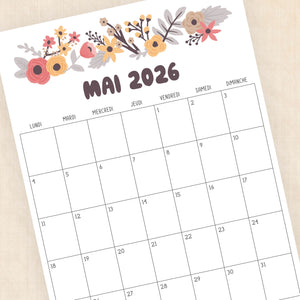 Calendrier 2026 à imprimer