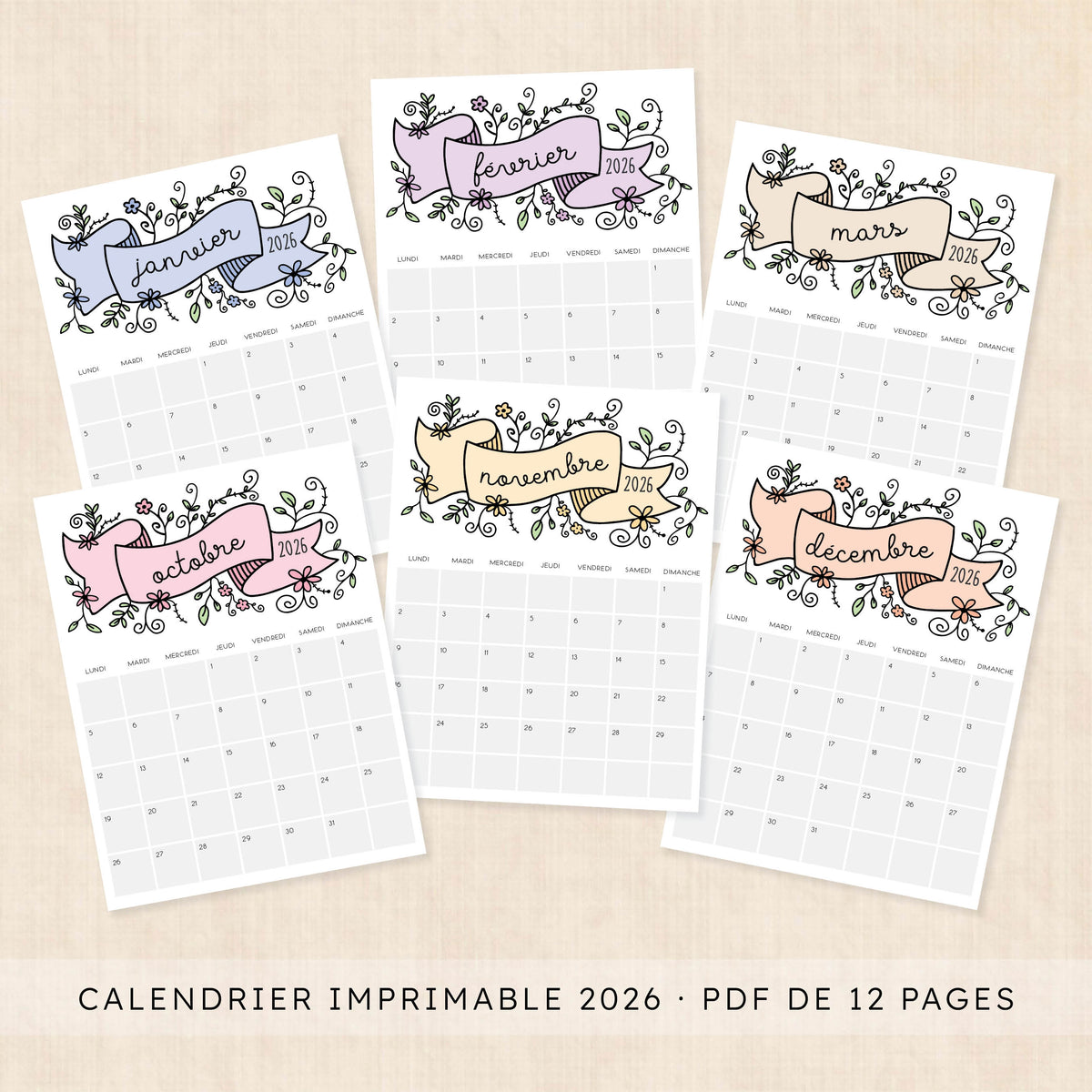 Calendrier 2026 à imprimer