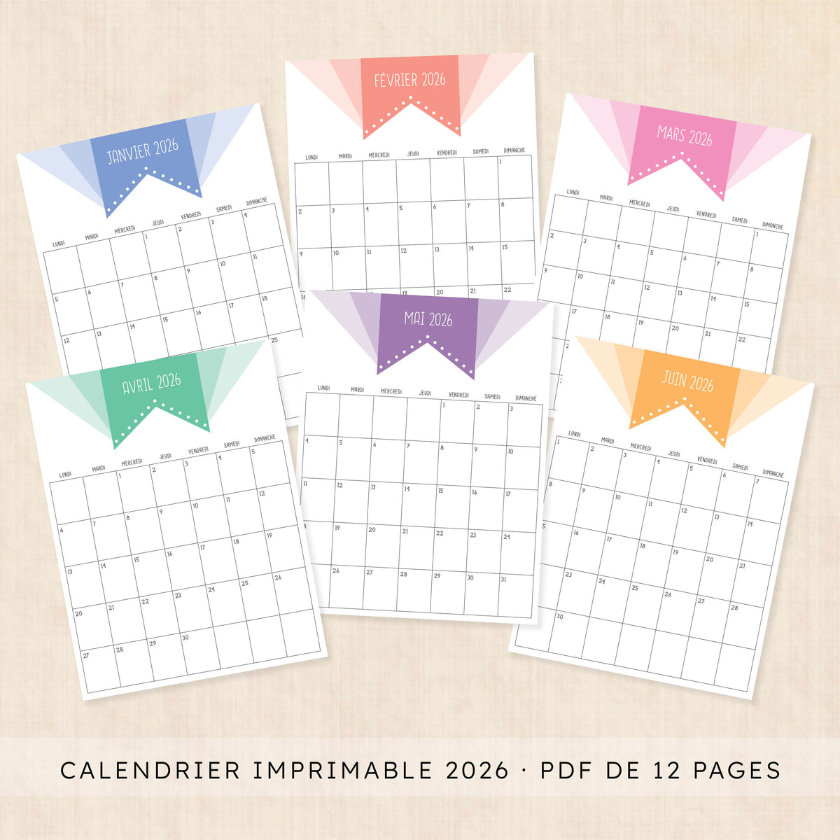 Calendrier 2026 à imprimer