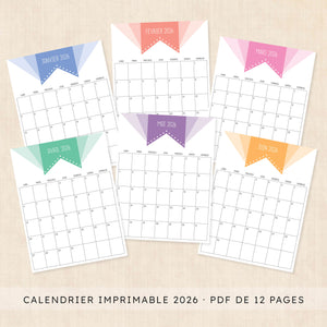 Calendrier 2026 à imprimer