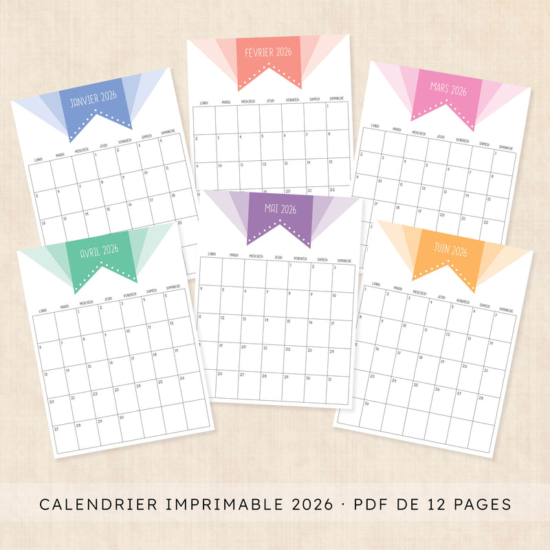 Calendrier 2026 à imprimer