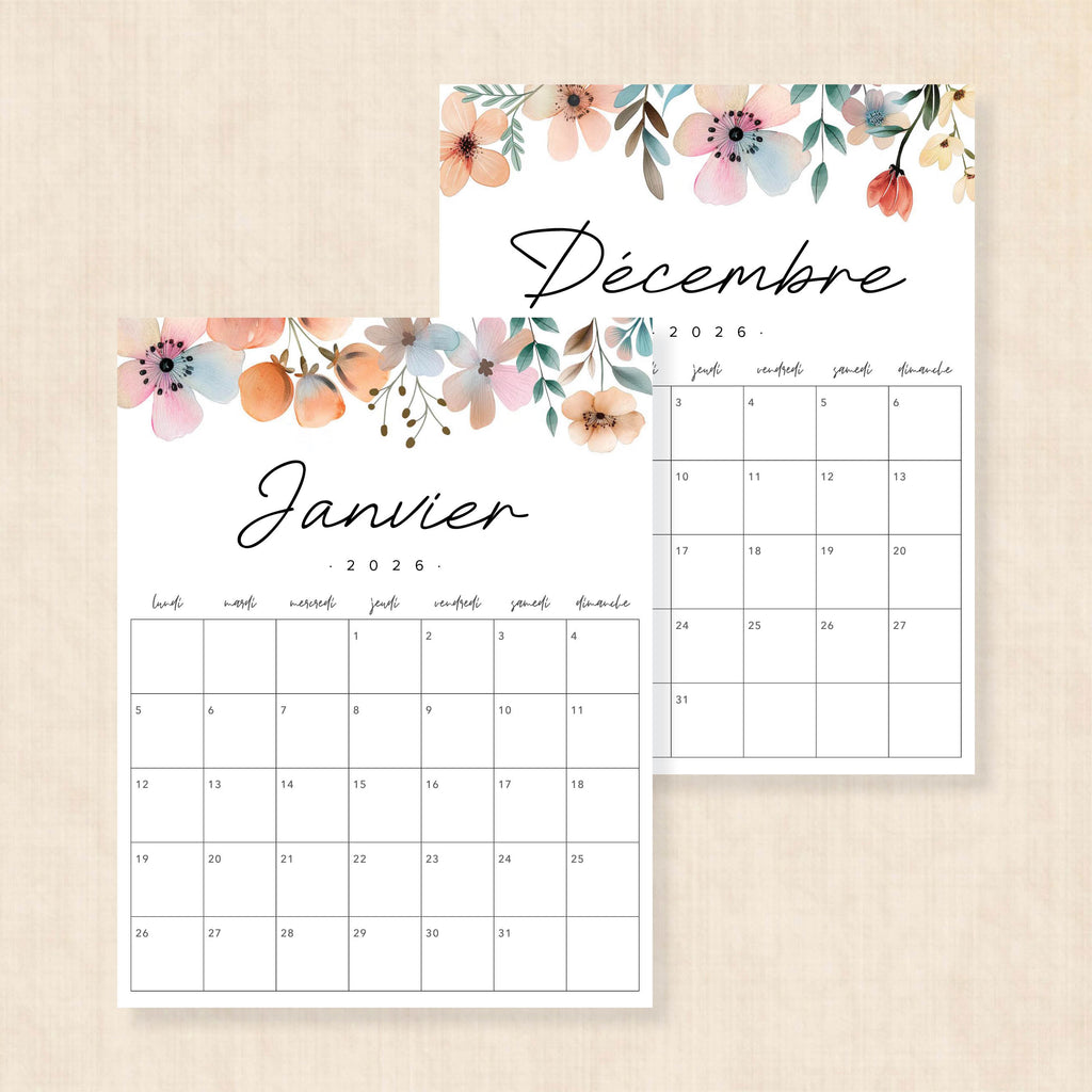 calendrier 2026 à imprimer