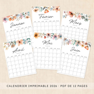 calendrier 2026 à imprimer