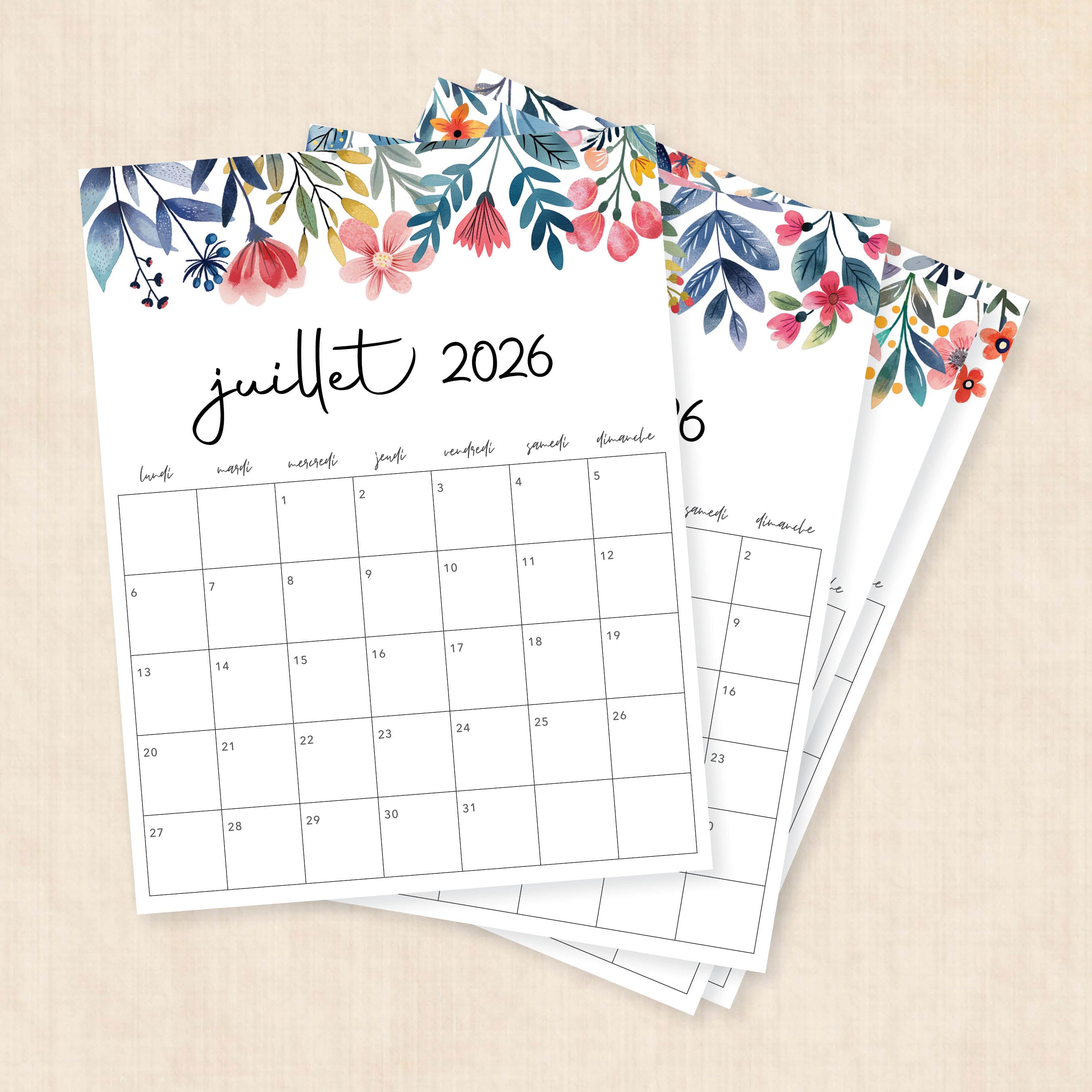 Calendrier 2026 à imprimer