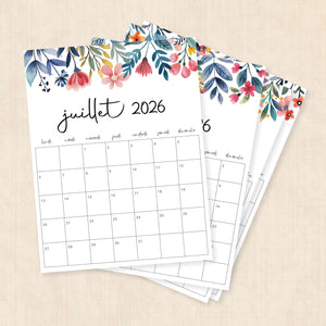 Calendrier 2026 à imprimer
