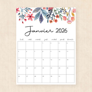 Calendrier 2026 à imprimer
