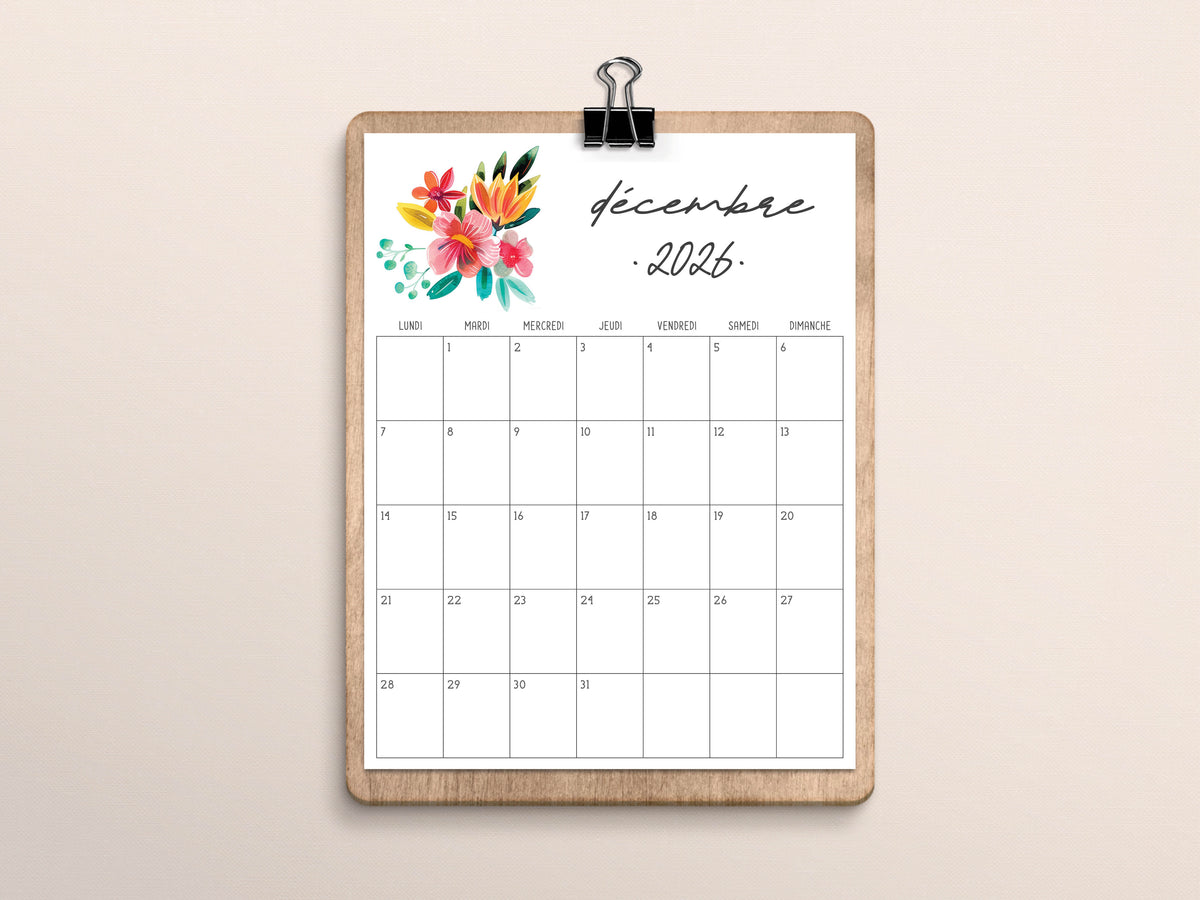 calendrier 2026 à imprimer