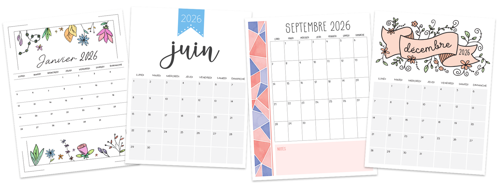 calendrier 2026 à imprimer