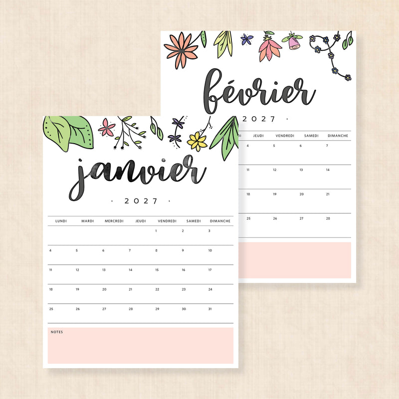 calendrier 2027 à imprimer