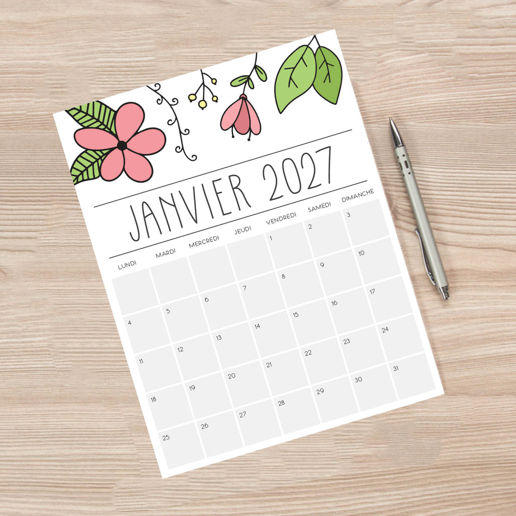 calendrier 2027 à imprimer