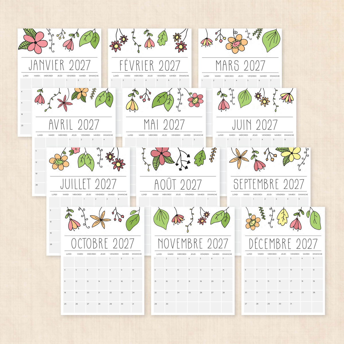 calendrier 2027 à imprimer